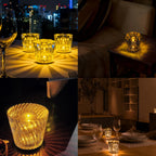 Crystal LED Rechargeable Table Lamp Touch Switch 3 Brightness Modes Type C USB 5V Warm White Bedroom Bedside Bar
