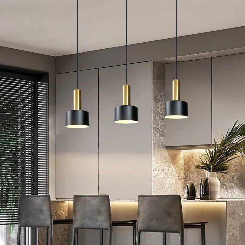 Nordic Minimalist E26 E27 Pendant Lamp Brushed Nickel 6 Colors 1.2m Cord AC 90-260V Bedroom