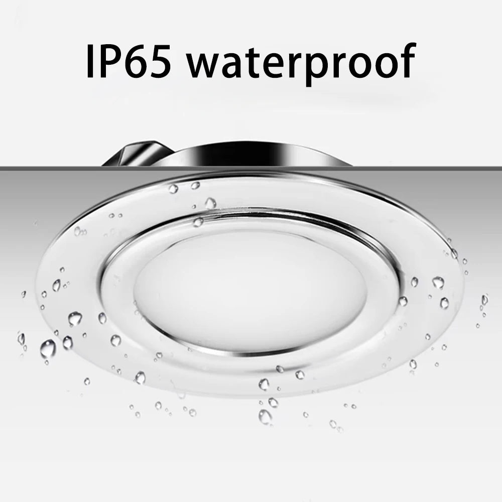 Ultra-Thin DC 12V 24V LED Recessed Spotlight 3W IP65 Waterproof 304 Stainless Steel 55mm
