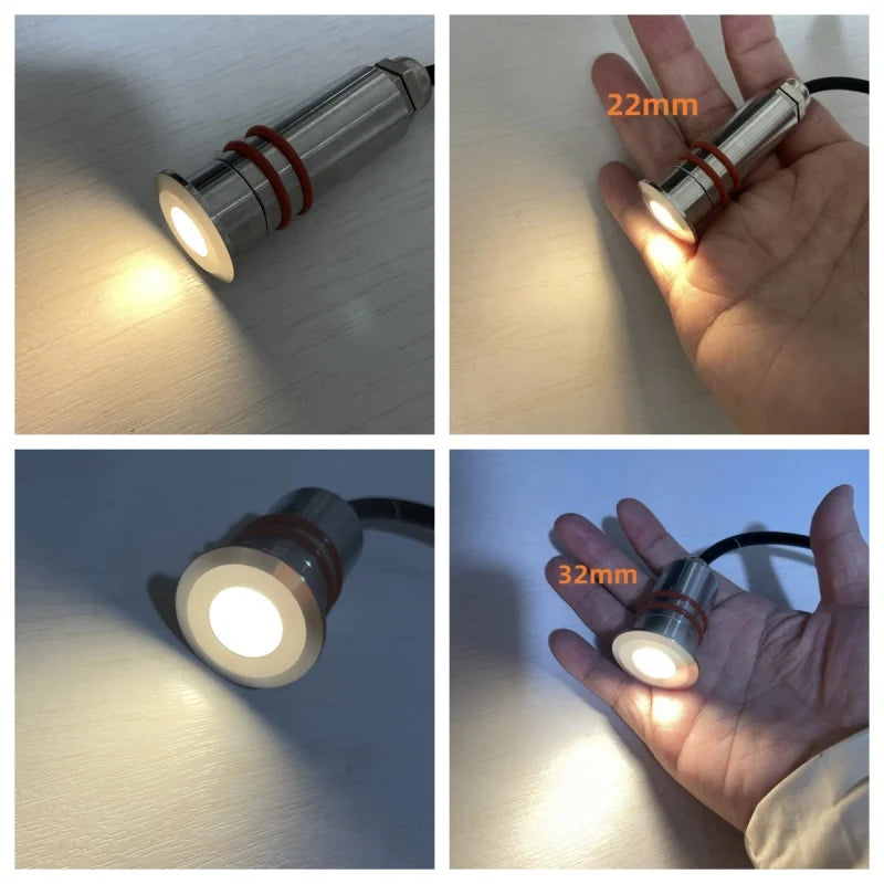 DC 12V LED Underwater Light IP68 RGB 7-Color Auto Stainless Steel Pool Fountain Garden