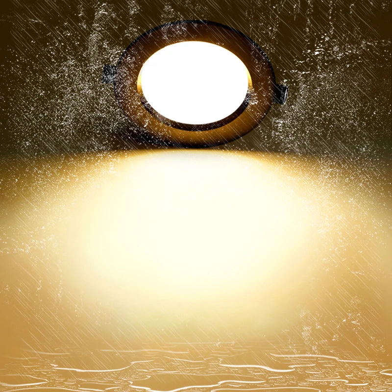 IP65 Waterproof LED Recessed Downlight 5W 9W 12W 15W 18W Black Dimmable 110-230V