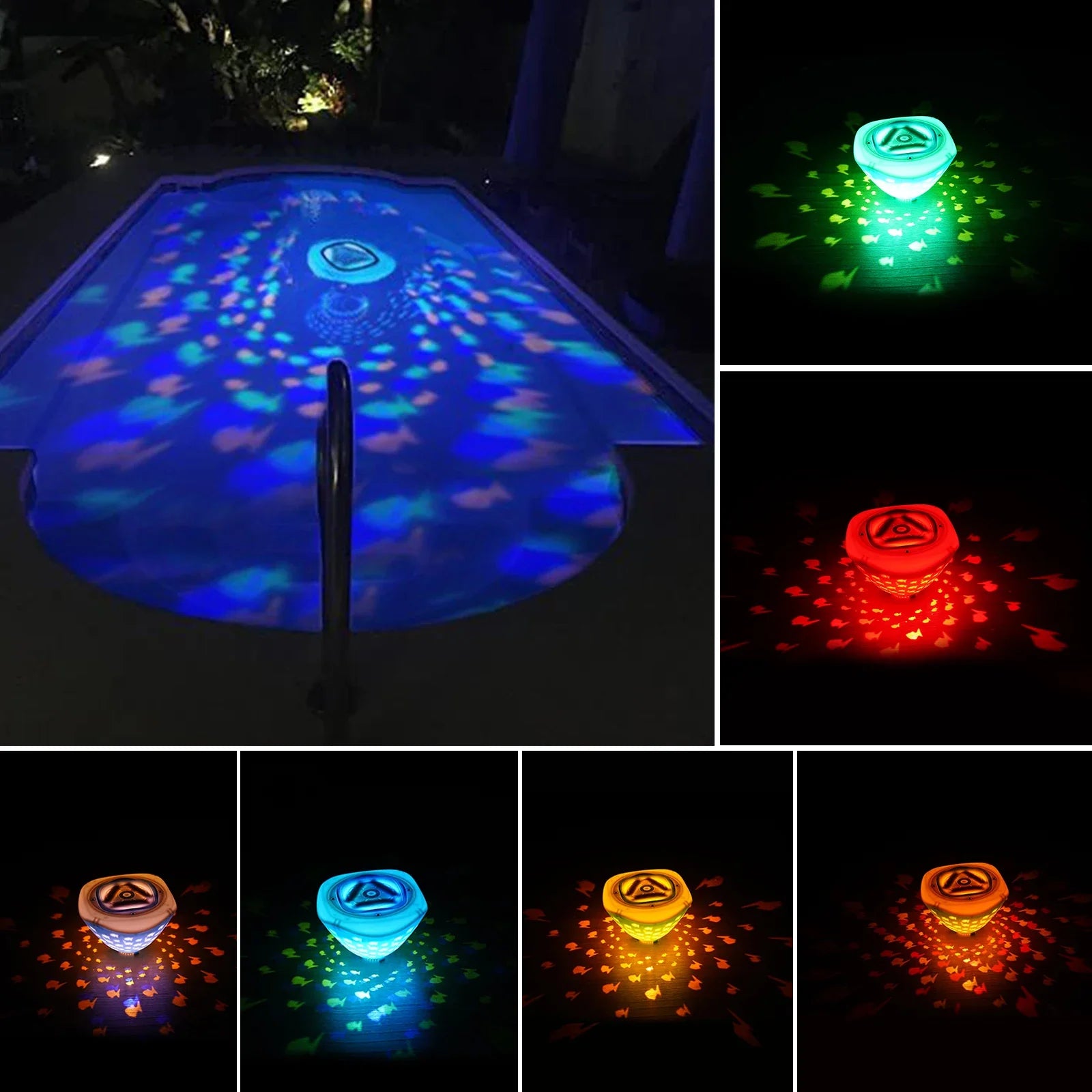 IP66 LED Floating Fish Pool Light 4 Colors 5 Modes SMD 2835 ABS Battery Powered Waterproof Hot Tub Pond Party Decor 12.3cm