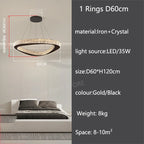 Modern Crystal LED Chandelier Stainless Steel Polished Cord Pendant Remote Control Dimmable AC 90-265V Villa Living Room Staircase