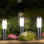 Solar LED Floor Lawn Lamp IP65 Waterproof Motion Sensor Stainless Steel Plastic Outdoor Garden Landscape Path Light