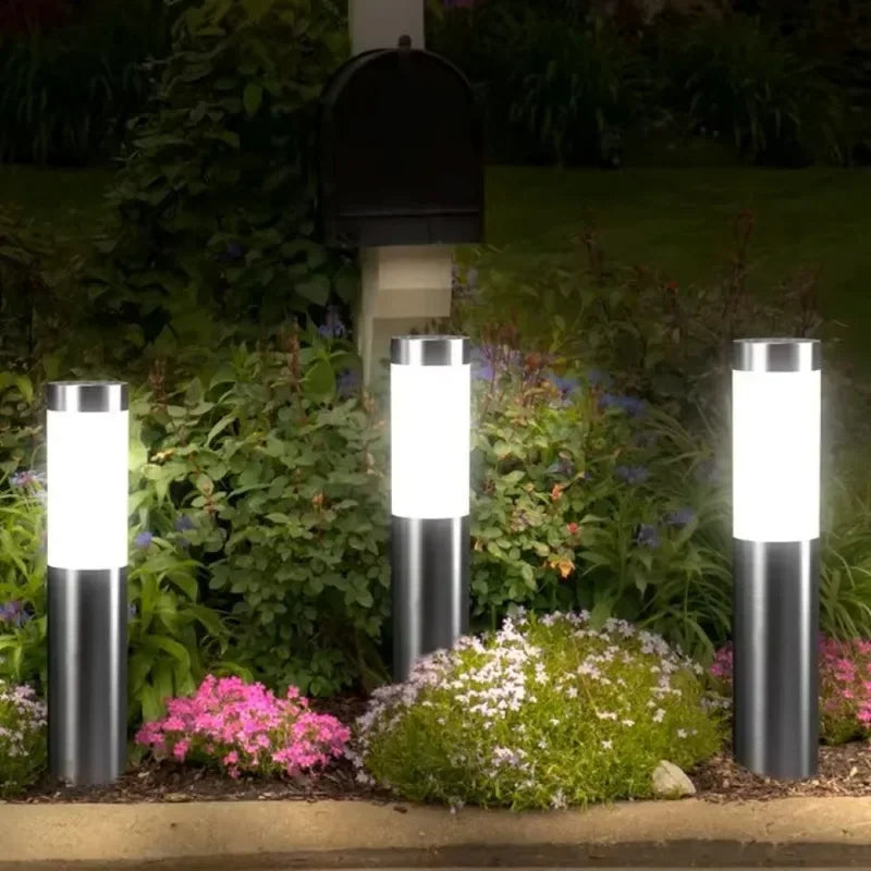 Solar LED Floor Lawn Lamp IP65 Waterproof Motion Sensor Stainless Steel Plastic Outdoor Garden Landscape Path Light