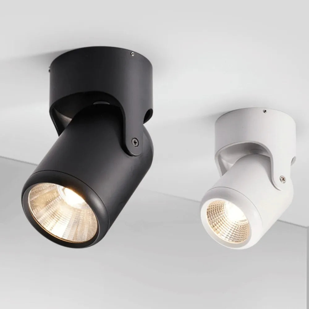 Dimmable 360-Degree Rotating COB LED Surface Downlight 10W 15W 85-265V Black White