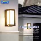 20W IP65 LED Outdoor Wall Lamp Radar Motion Sensor 3-6m AC 85-265V Black ABS Porch Garden