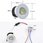 Mini 3W LED Recessed Spotlight 265lm 45° CRI 80+ IP42 D38mm 30mm Cutout Black White Silver Gold