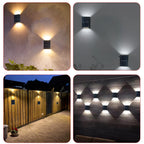 Solar Up Down Wall Washer Light IP65 Waterproof Outdoor Garden Porch Yard Lamp