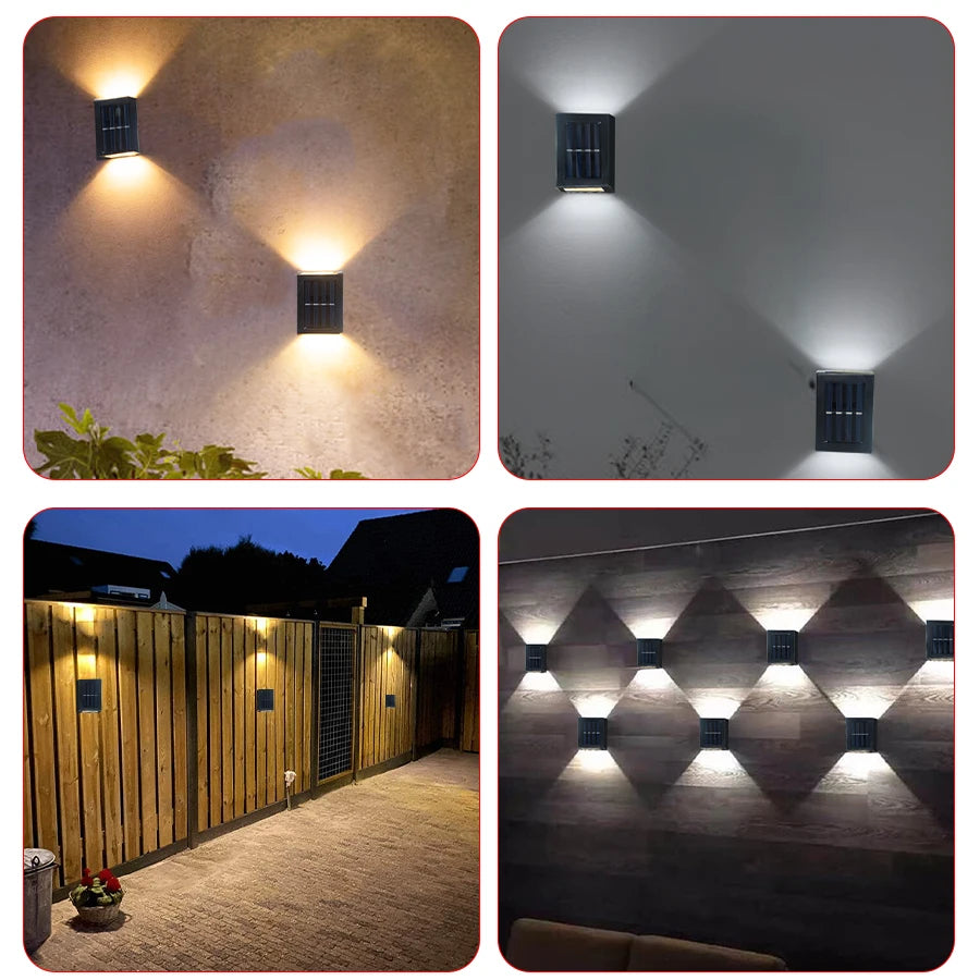 Solar Up Down Wall Washer Light IP65 Waterproof Outdoor Garden Porch Yard Lamp