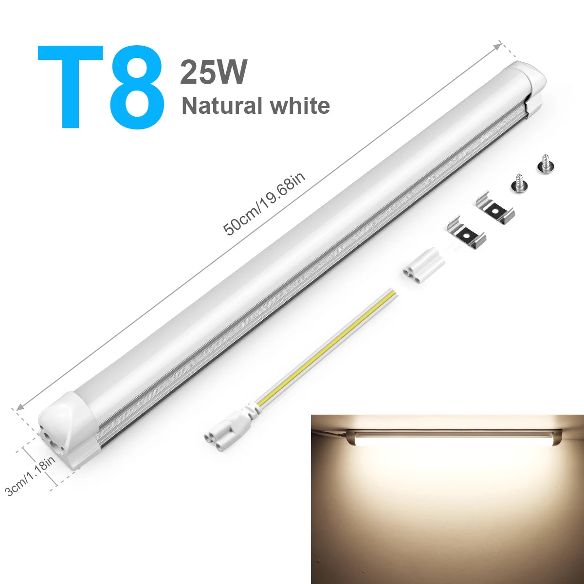 T5 T8 LED Tube 15W 25W 50cm SMD2835 CRI 80+ Warm Neutral Cool White 85-265V