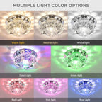 Crystal G4 LED Flush Mount Ceiling Light 5W 10cm Round Chrome Metal Embedded AC 85-250V Corridor Porch Balcony Bedroom
