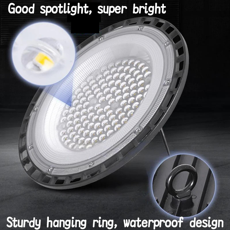 UFO LED High Bay Light 100W 150W 200W 300W SMD2835 IP65 6000-6500K AC 85-265V Warehouse