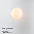 Nordic Glass Ball Pendant Light 10-40cm E27 G9 White Iron AC 90-260V 120cm Wire 3-5m²