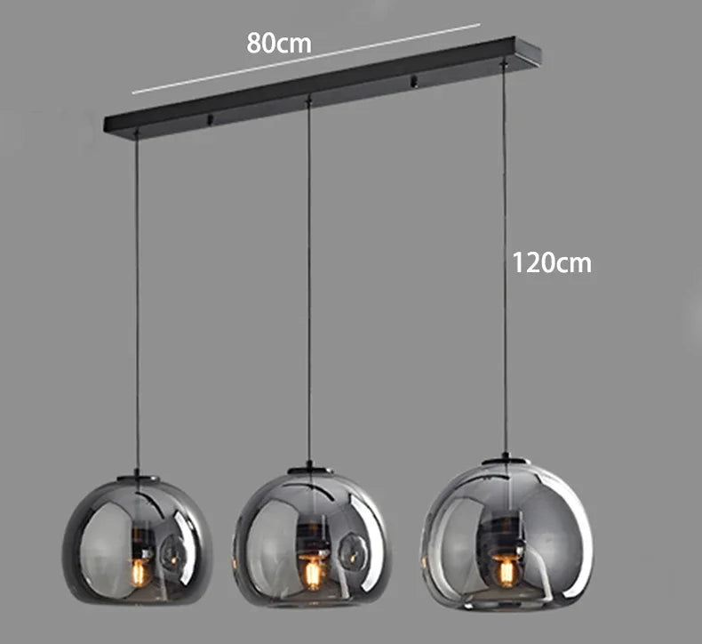 Modern Glass Ironware LED Pendant Chandelier 1 3 5 Heads 9-45W 3-Mode AC 90-240V
