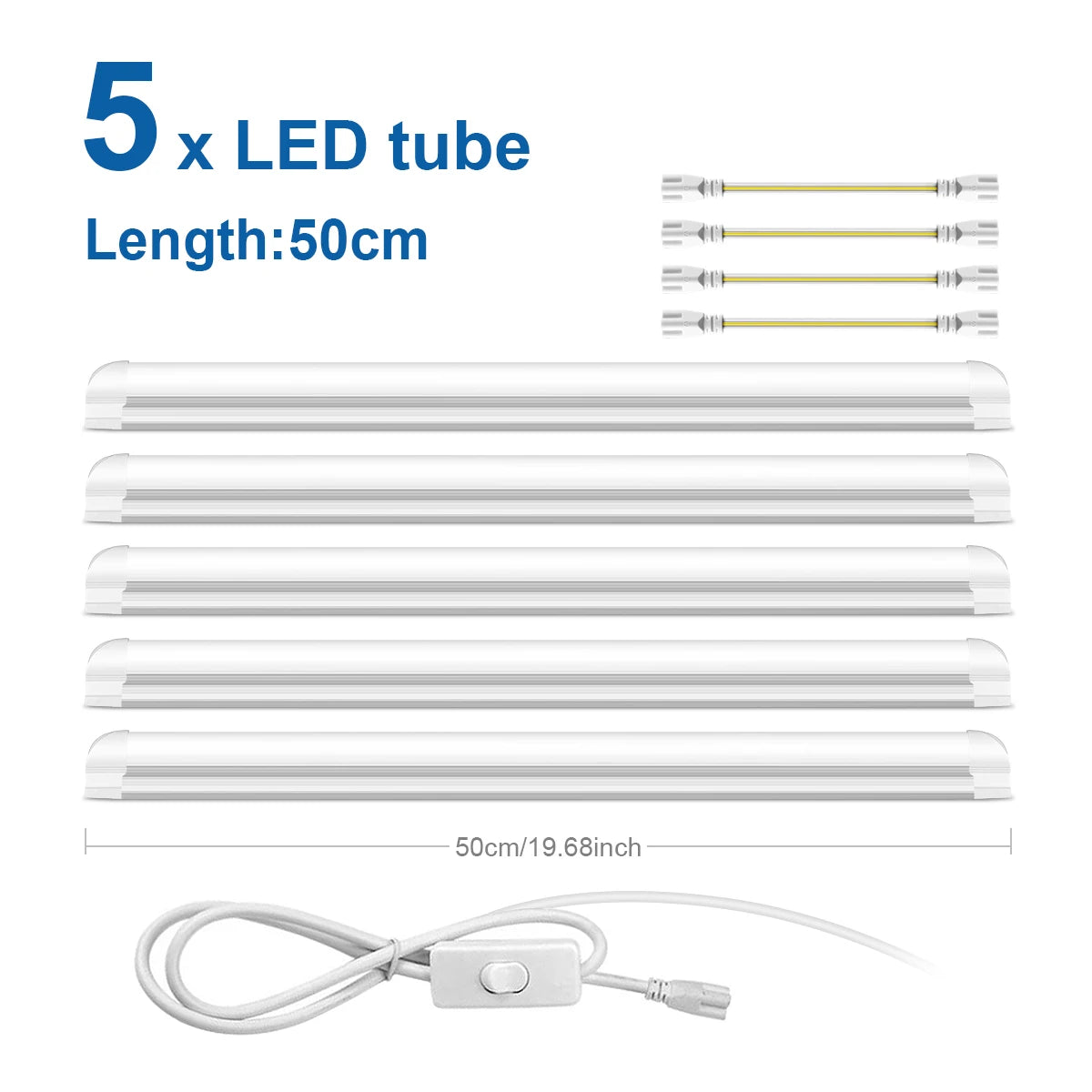 25W T8 LED Tube 50cm SMD2835 120° CRI 80+ AC 85-265V Warm Neutral Cool White Aluminum