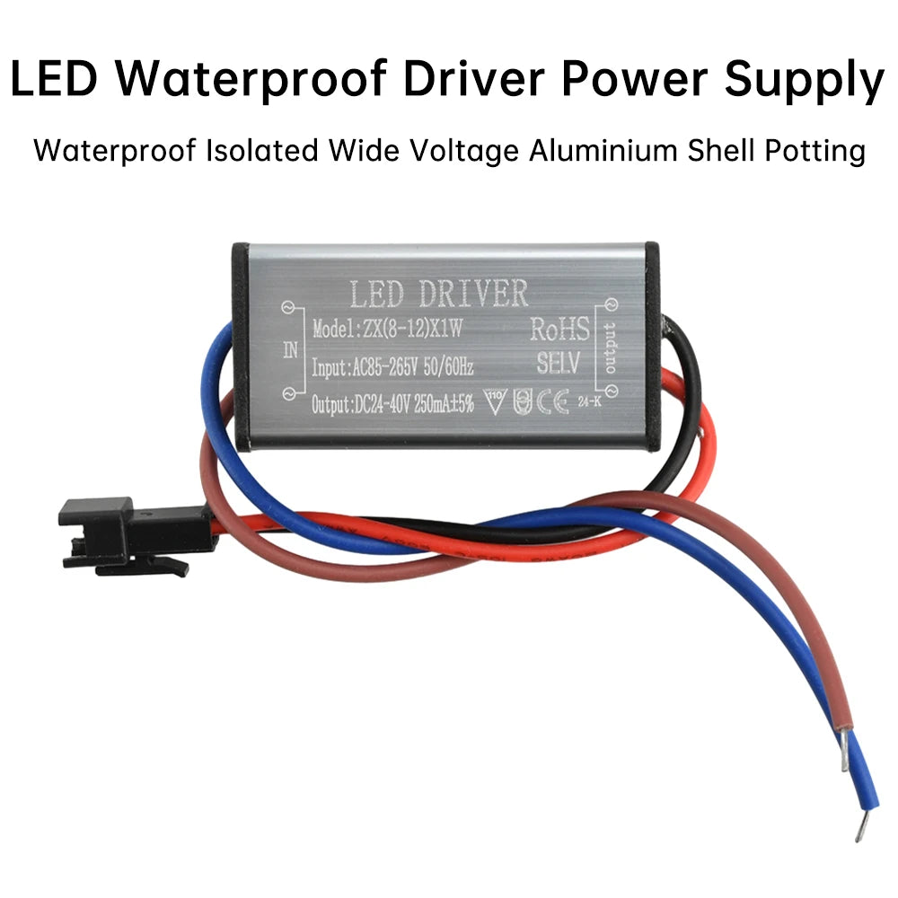 IP68 LED Waterproof Driver 250mA 1-24W AC 85-265V DC 3-80V Isolated SM Terminal Outdoor