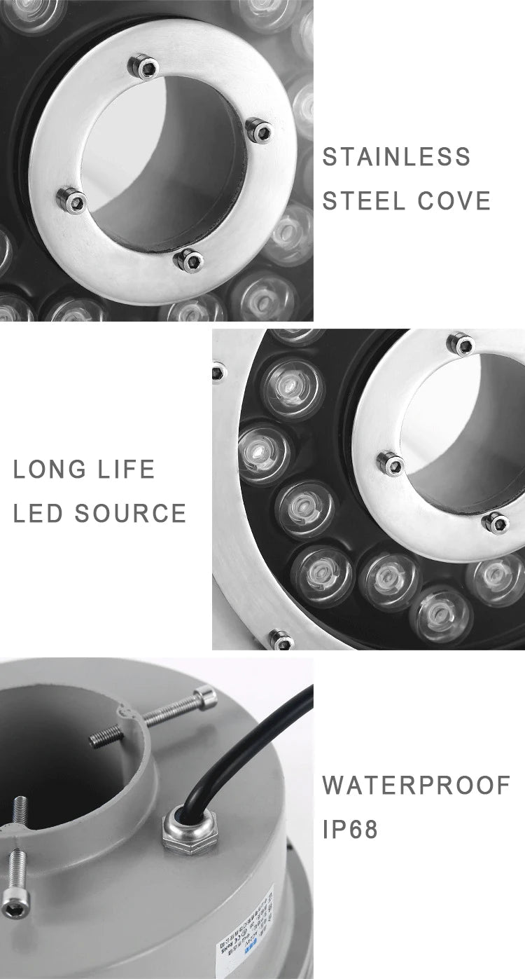 IP68 RGB LED Underwater Pool Light Stainless Steel Tempered Glass AC DC 12V 24V 3W 6W 9W 12W 18W 24W Fountain Landscape Lamp
