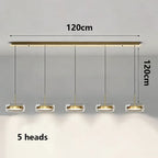 Modern Multi-Head Glass Pendant Light 1 3 4 Heads 5-60W Ironware Dimmable AC 90-265V