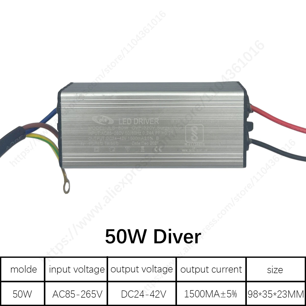 Constant Current LED Driver 30W 50W 60W 80W 100W AC 85-265V DC 24-42V Power Supply