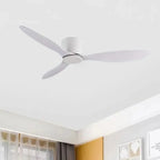 DC Motor Ceiling Fan No Light 42 52 Inch 6 Speed Reversible Remote White Wood Black 110-220V