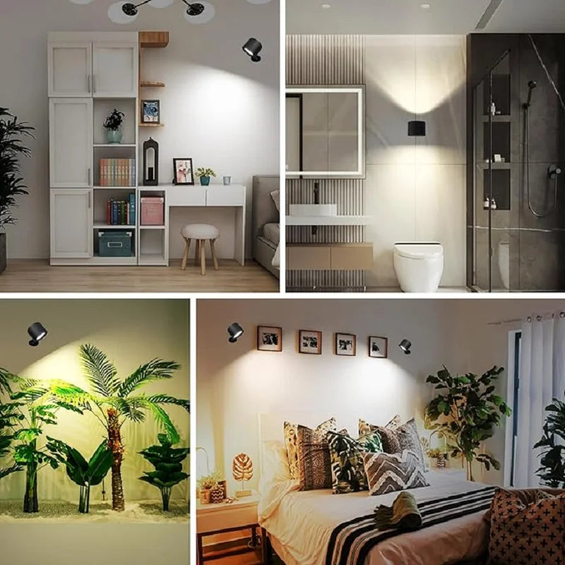 Magnetic Rechargeable LED Wall Sconce 1.8W 1200mAh USB 3-CCT Dual Head 360° Wireless