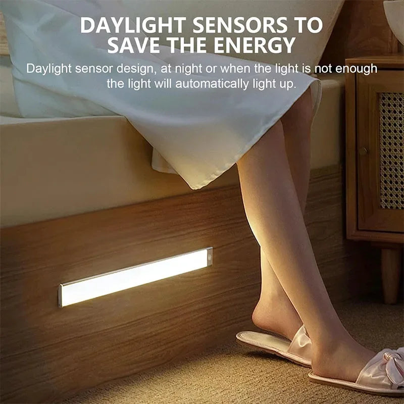 Ultra Thin Rechargeable LED Under Cabinet Light Motion Sensor 54 LED 3 Color Temperatures Stepless Dimming Magnetic Mount Type-C 20cm to 60cm
