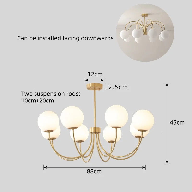 Modern LED Pendant Chandelier Iron Glass Brushed Stainless Plated Multi Head Touch Switch AC 90-260V Living Room Dining Room