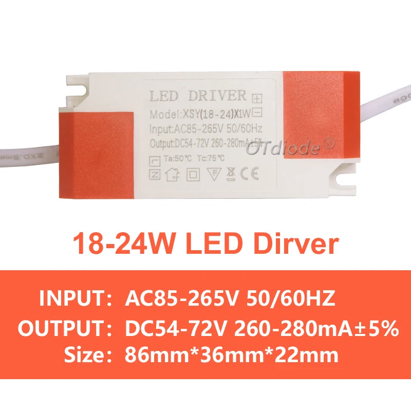 Isolated Constant Current LED Driver 1-3W 4-7W 8-12W 18-24W 36W 260-300mA AC 85-265V