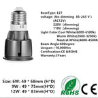 GU10 COB LED Spotlight Bulb 6W 9W 12W 60 Degree Warm White Aluminum AC 85-265V Living Room Kitchen 3 Year Warranty