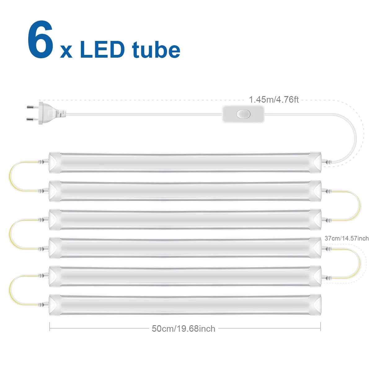 T8 LED Bar Tube Light 25W 50cm 270-Degree SMD2835 Cabinet Kitchen Showcase 110-220V 1-6 Pack