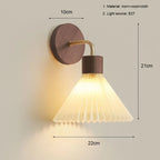 Nordic Wood LED Wall Sconce E26 Single Head Fabric Shade Downlight AC 110-220V Bedroom Living Room Bedside Yellow Brown