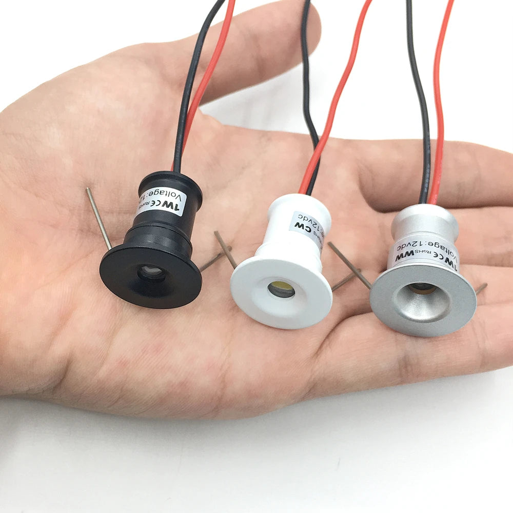 DC 12V Mini Recessed LED Spotlight 1W 15mm Cutout D20mm Dimmable 30° 120° Touch Switch