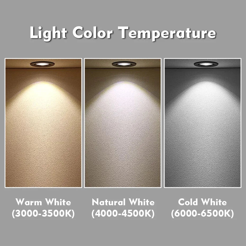 6-Pack 3W Mini LED Recessed Spotlight D68mm 50mm Cutout 30° 180lm Dimmable AC 85-265V