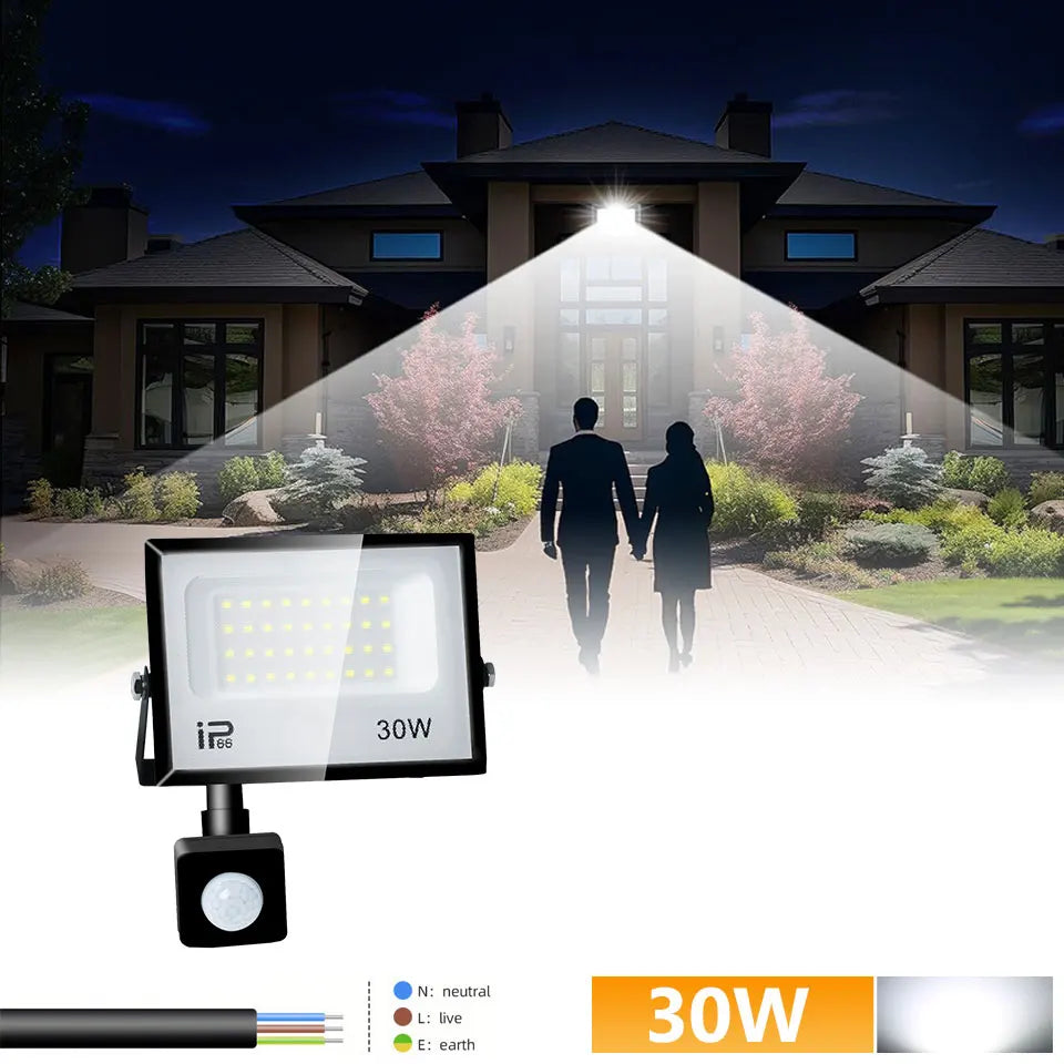 IP66 PIR Motion Sensor LED Flood Light 20W 30W 50W 70W 100W 150W 200W 300W Die Cast Aluminum 120 Degree AC 100-130V or 175-265V Garden