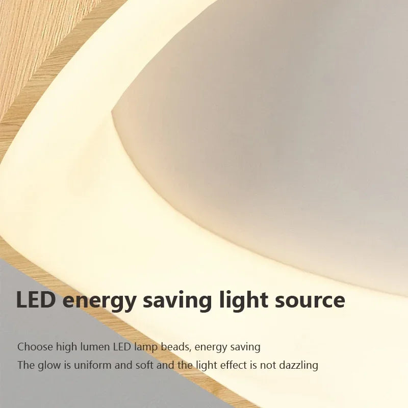 Nordic Wood Grain LED Ceiling Light Dimmable Remote Control 42cm 52cm Acrylic Iron Surface Mount AC 90-260V Bedroom Living Room