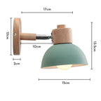 Nordic Wooden Wall Lamp E27 Iron Oak Wood PU Leather Adjustable Head 17 Specs 110-240V