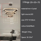Modern Crystal LED Chandelier Stainless Steel Polished Cord Pendant Remote Control Dimmable AC 90-265V Villa Living Room Staircase