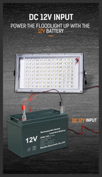 DC 12V LED Portable Flood Light 50W 100W Battery Clip 100lm/W CRI 85+ Camping Emergency Lamp