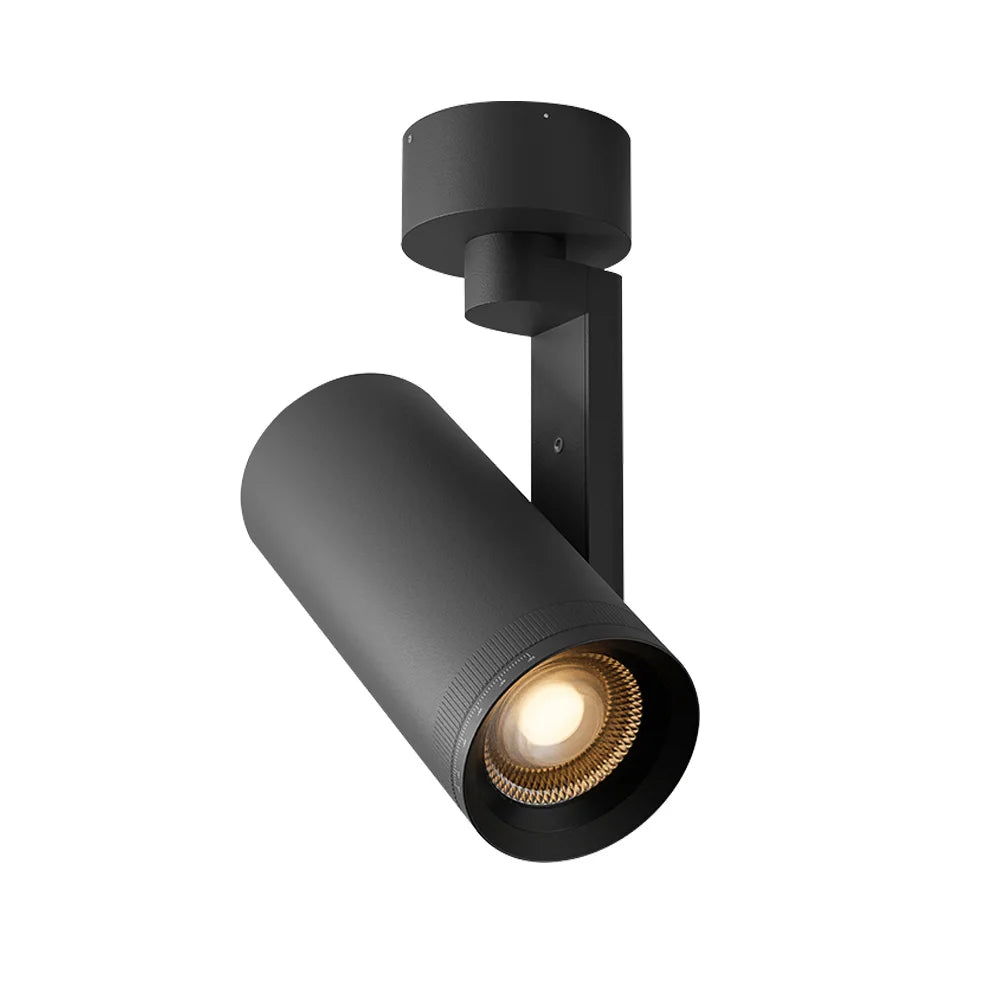 Dimmable Zoomable COB LED Ceiling Spotlight 10 to 55 Degree Adjustable Beam Frosted Aluminum Surface Mounted AC 90-260V