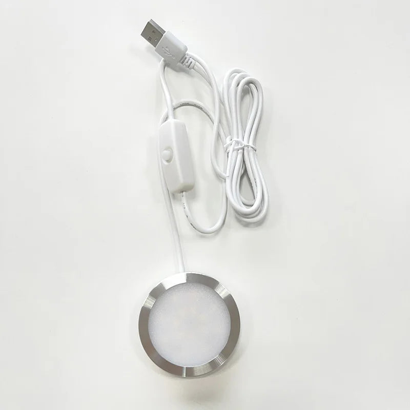 USB 5V Ultra Thin LED Cabinet Spotlight 10W 5730 LED Aluminum Surface Mount 60mm Round Warm White Cool White Indoor RV Caravan
