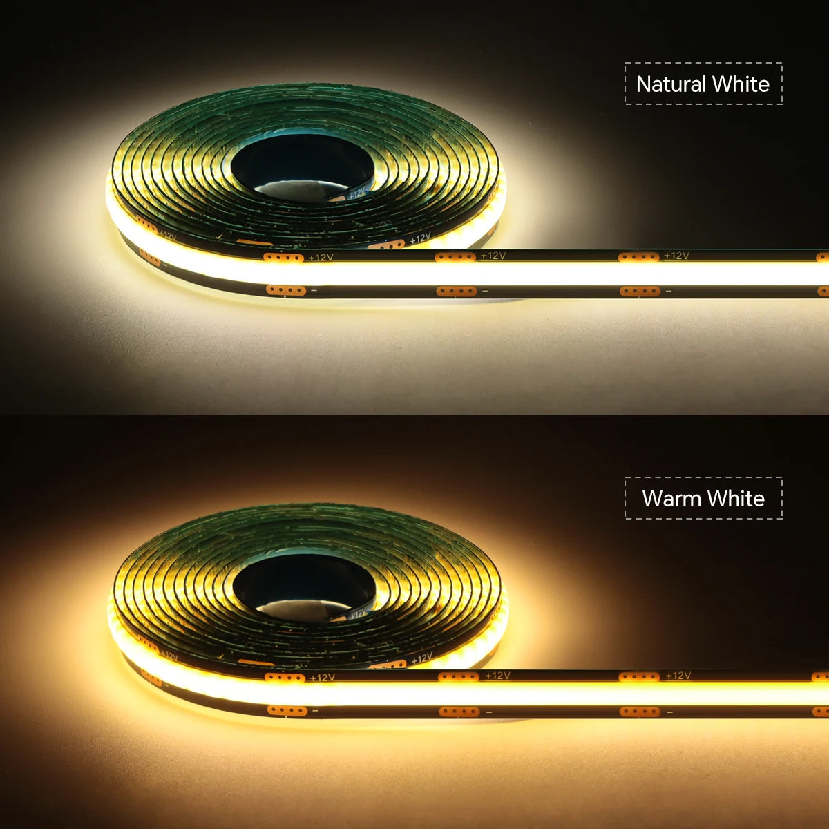 COB LED Strip Kit 8mm Black PCB 100-300cm Touch Dimmer Through-Wood AC 100-240V DC 12V