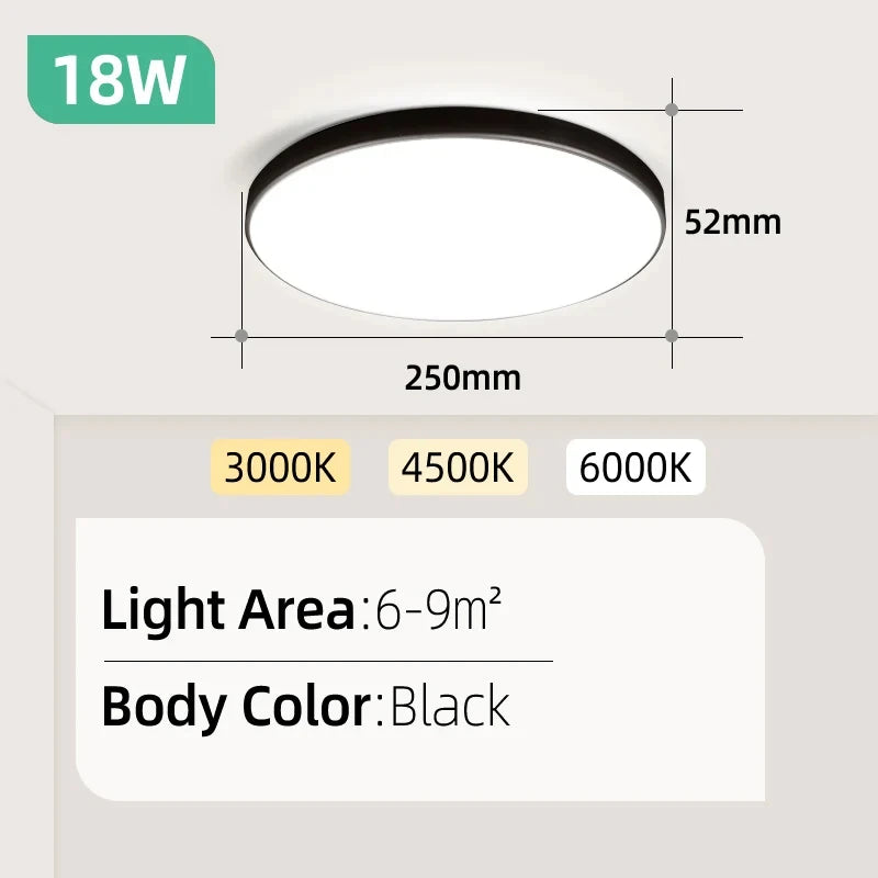 Ultra-Thin LED Surface Ceiling Light 10W 15W 20W 30W Square Round CRI 90+ AC 90-265V