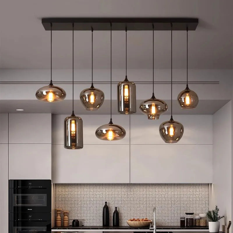 Modern Multi-Head Glass Pendant Chandelier 3 6 8 10 12 Heads 21-114W Dimmable AC 90-265V