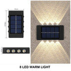 Solar LED Wall Lamp IP65 Waterproof Up and Down Light ABS PC Polycrystalline Panel Auto Dusk to Dawn Garden Yard Balcony