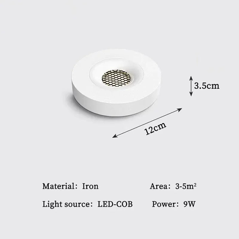 Ultra Thin 3.5cm Anti Glare LED Surface Mounted Downlight 9W Metal Honeycomb Mesh AC 90-260V Warm White Natural White Cool White Black White