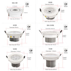 Multi-LED COB Recessed Downlight 9W-21W 30° Dimmable AC 110-220V White Black Silver 68-98mm