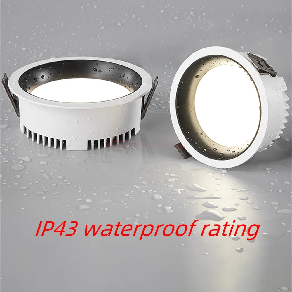 Dimmable Epistar LED Recessed Downlight CRI 90+ 110lm/W PF 0.95 AC 90-260V Ivory Brushed