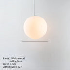 Nordic Glass Ball Pendant Light 10-40cm E27 G9 White Iron AC 90-260V 120cm Wire 3-5m²