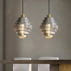Minimalist Glass E26 E27 LED Pendant Light 6W D22cm Amber Smoky Gray AC 110-220V Dining Room